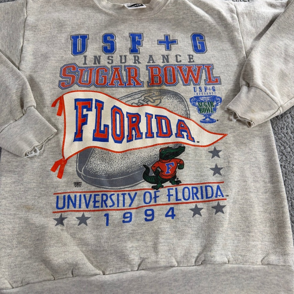 Vintage 1994 Florida Gators Sugar Bowl Tultex Sweatshirt Mens Large Gray USA